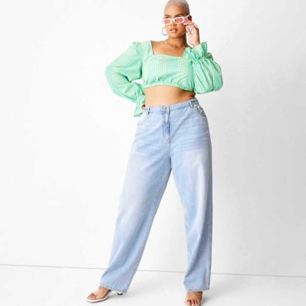 NEW Future Collective Women's Mid-Rise Baggy Fit Jeans - Blue Size 4 - Picture 12 of 12